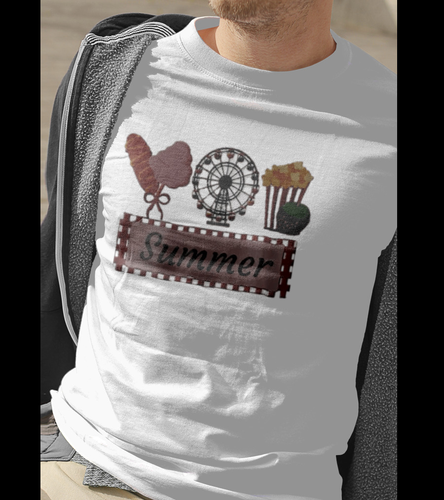 Summer Corn Dog Cotton Candy Ferris Wheel Popcorn Caramel Apple T-Shirt