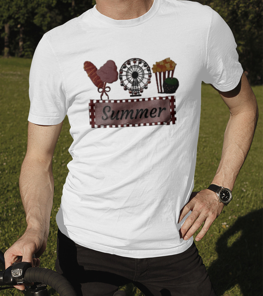 Summer Corn Dog Cotton Candy Ferris Wheel Popcorn Caramel Apple T-Shirt