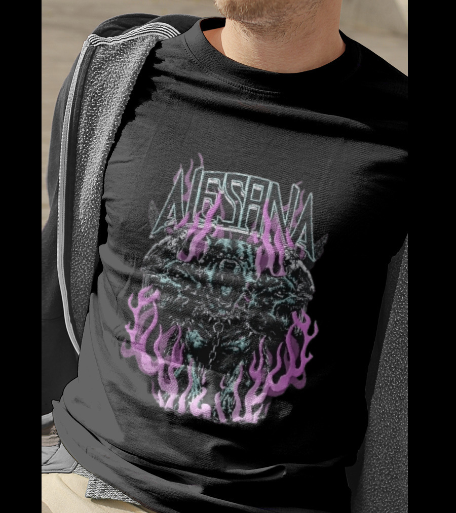 Alesana Cerberus Angel Statues With Purple Flames T-Shirt