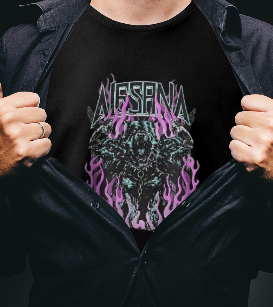 Alesana Cerberus Angel Statues With Purple Flames T-Shirt