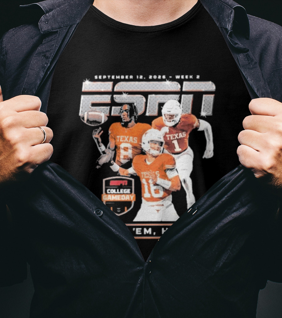 September 12 2026 ESPN College Gameday Texas Longhorns Hook 'Em Horns T-Shirt
