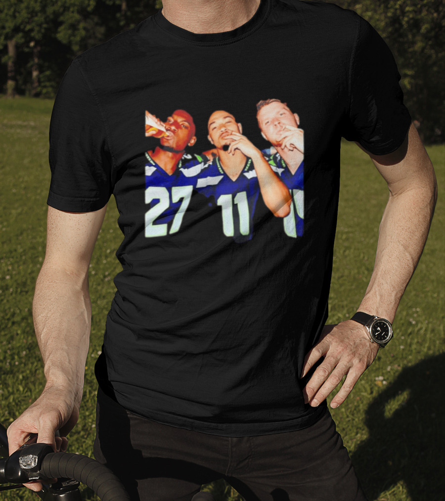 Avery Smith Jaxon Smith Njigba Sam Darnold Seattle Seahawks Smoking Image T-Shirt