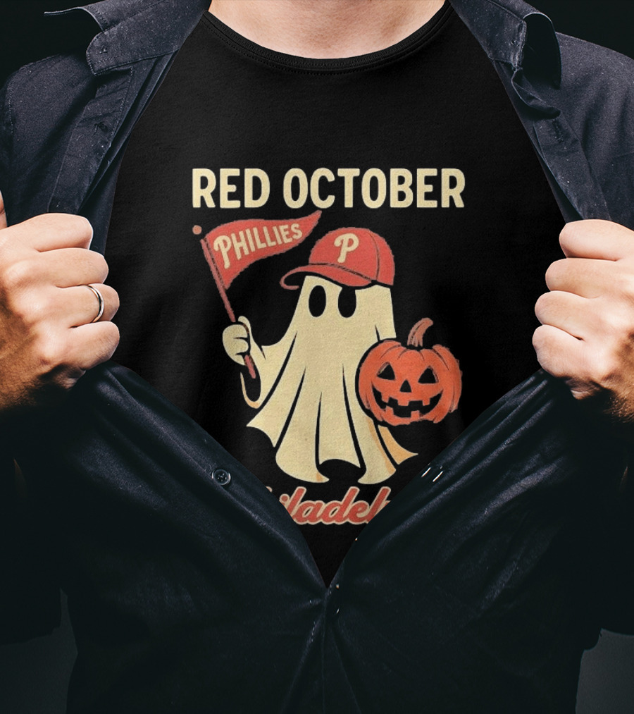 Red October Phillies Ghost Pumpkin Philadelphia T-Shirt