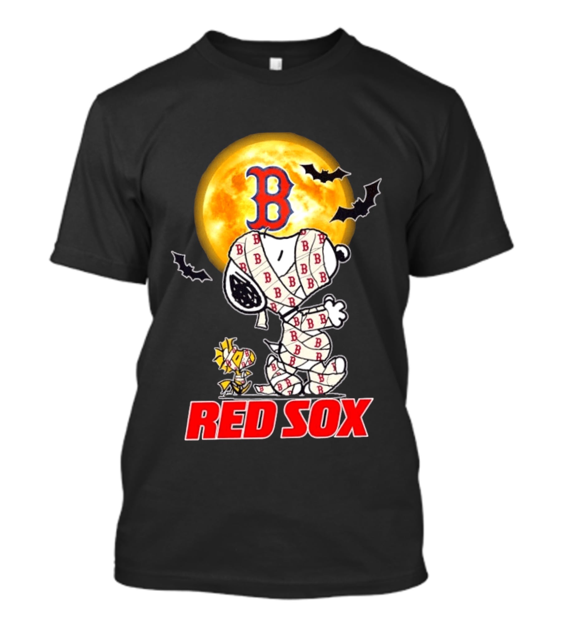 Boston Red Sox Halloween Snoopy Woodstock Mummy Cosplay Moon Bats T-Shirt