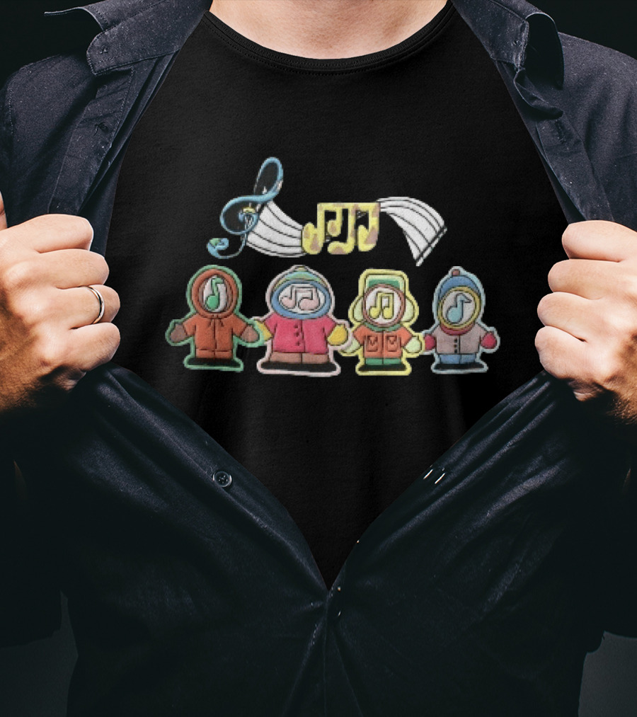Cartoon Boys Treble Clef Musical Notes T-Shirt