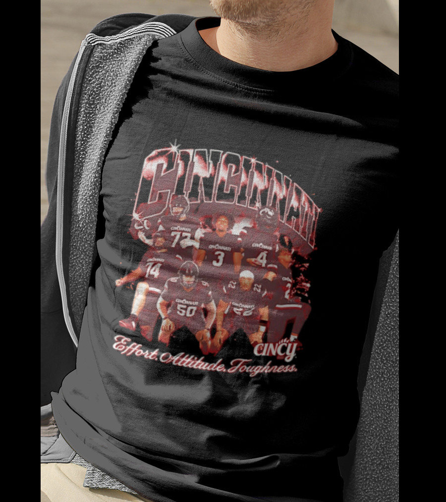 Cincinnati Bearcats Effort Attitude Toughness NCAA College Football Team Collage T-Shirt