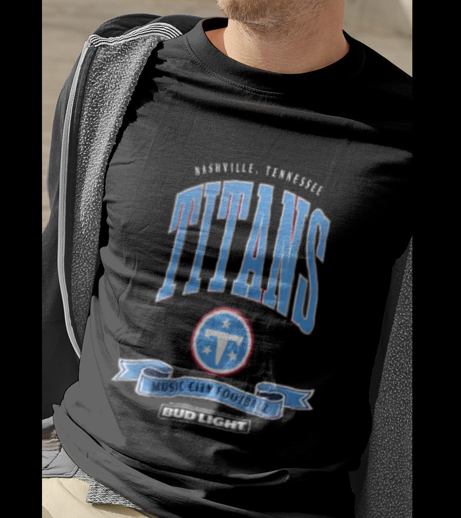 Nashville Tennessee Titans Music City Football Bud Light T-Shirt