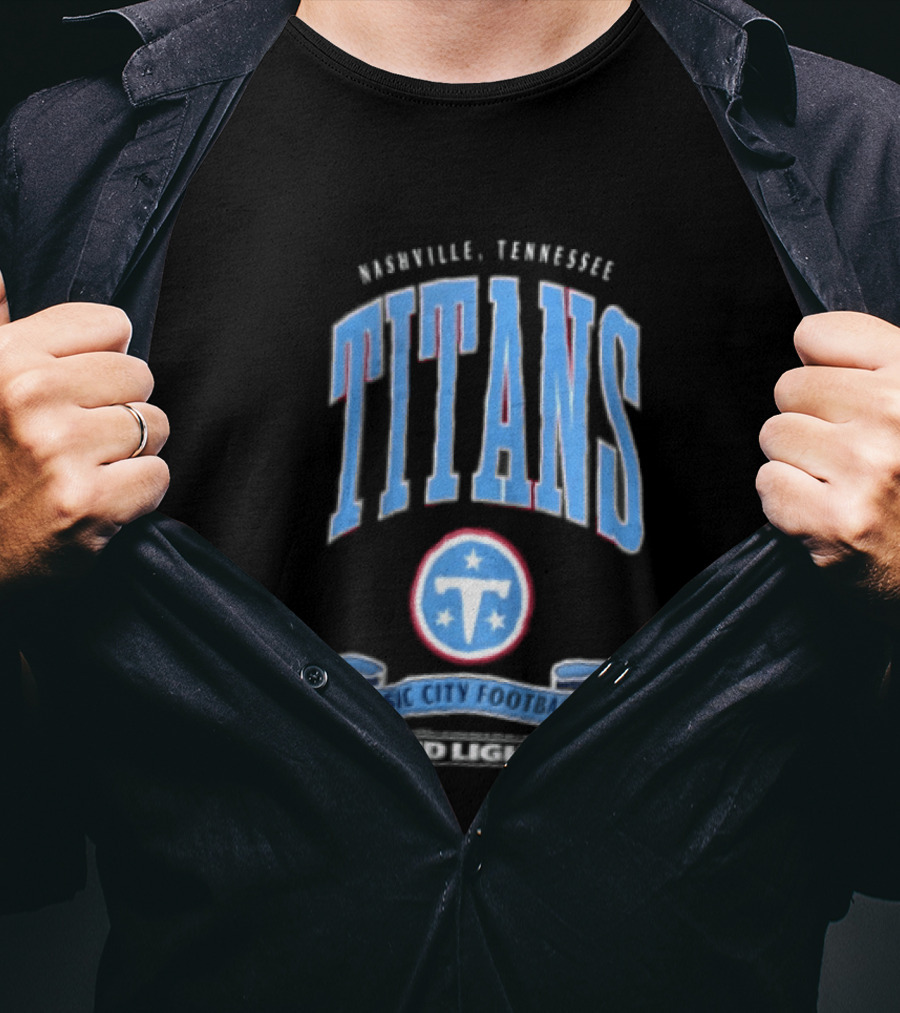 Nashville Tennessee Titans Music City Football Bud Light T-Shirt