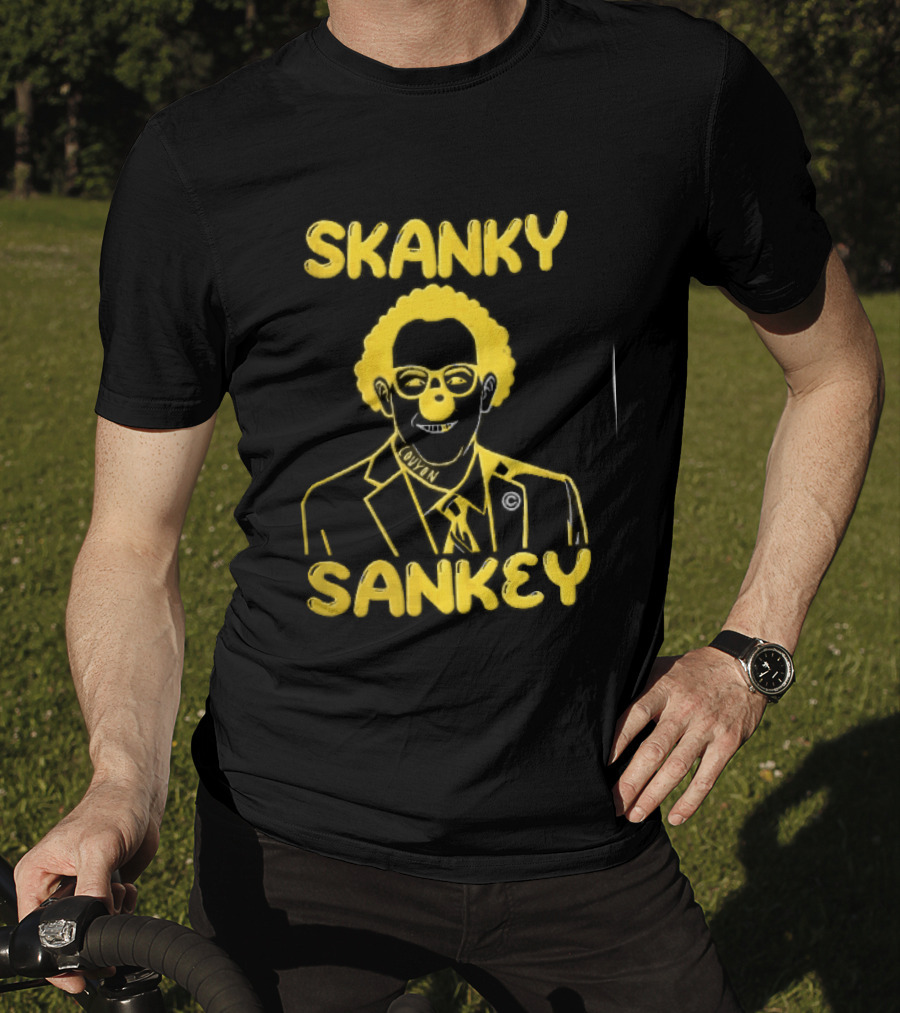 Skanky Sankey Couyon Clown Glasses Yellow Suit Caricature T-Shirt