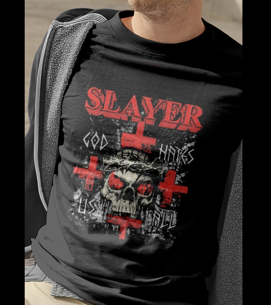 Slayer God Hates Us All Skull Red Crosses T-Shirt