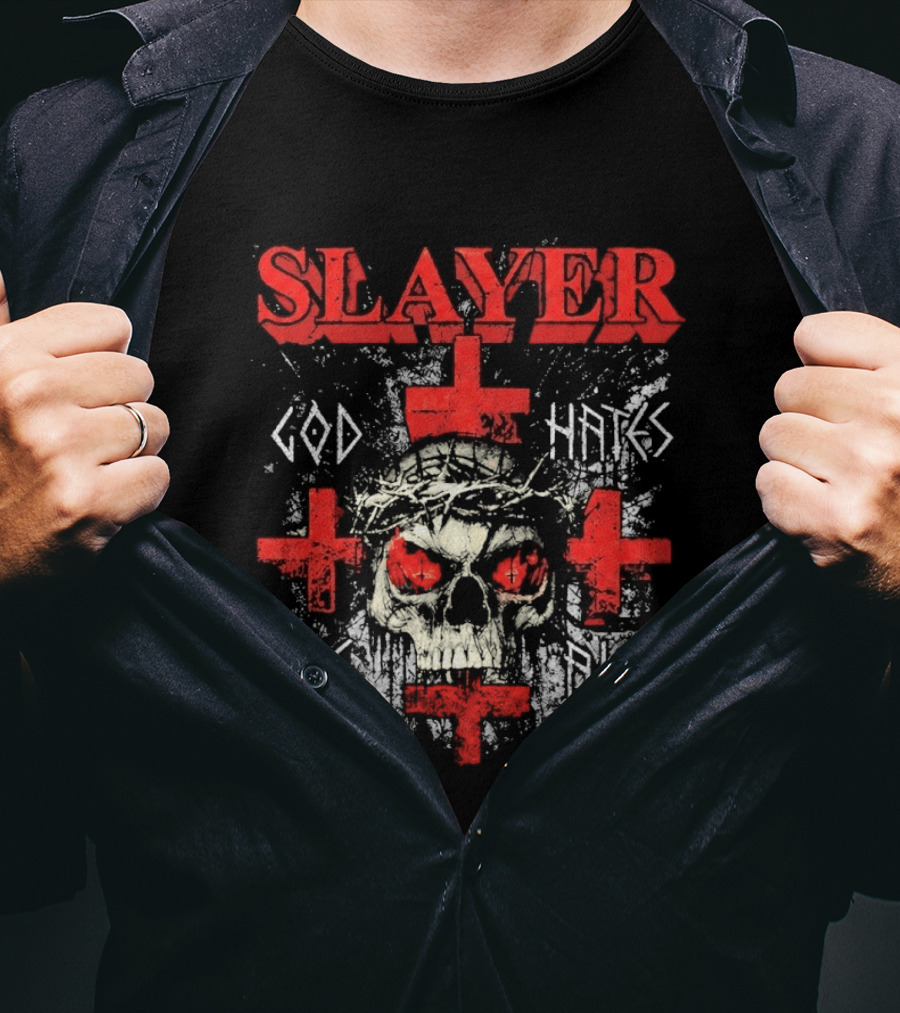Slayer God Hates Us All Skull Red Crosses T-Shirt