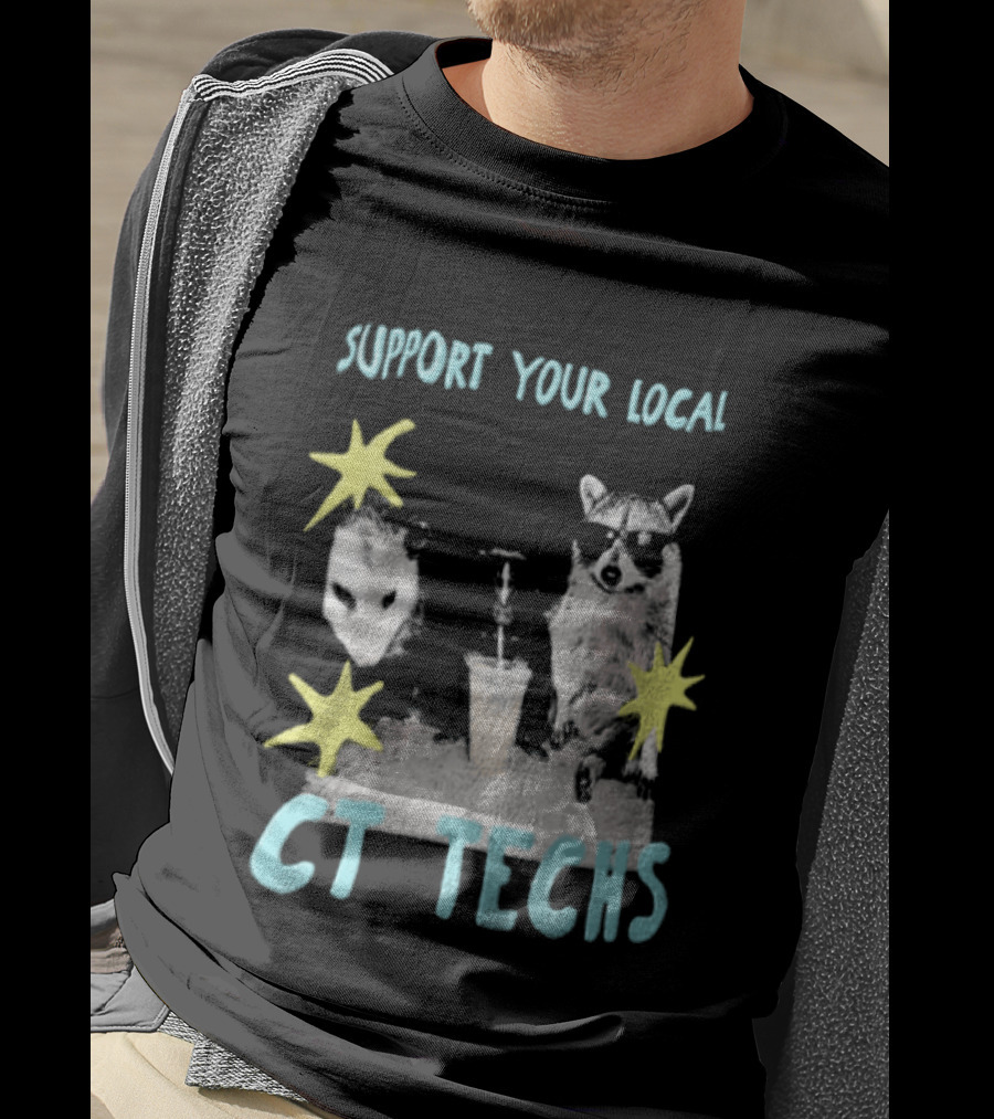 Support Your Local CT Techs Opossum Skunk Raccoon Stars T-Shirt