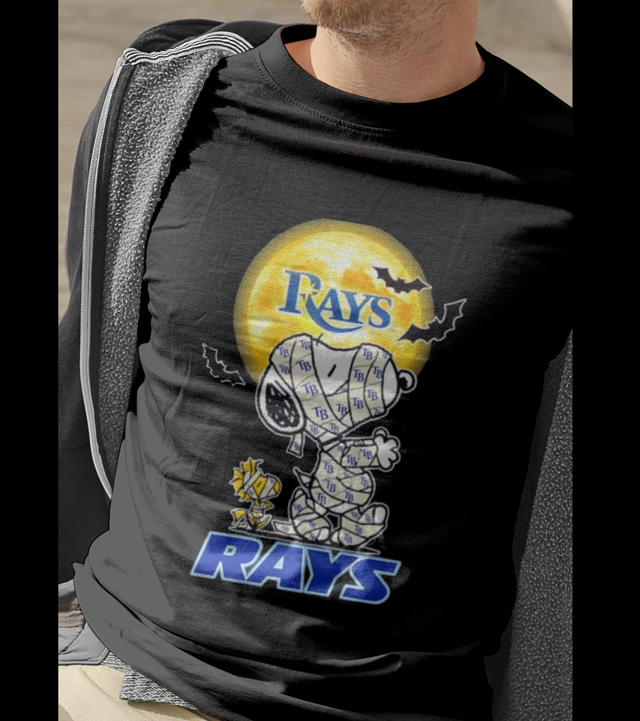 Tampa Bay Rays Snoopy Woodstock Halloween Mummy Moon Bats T-Shirt