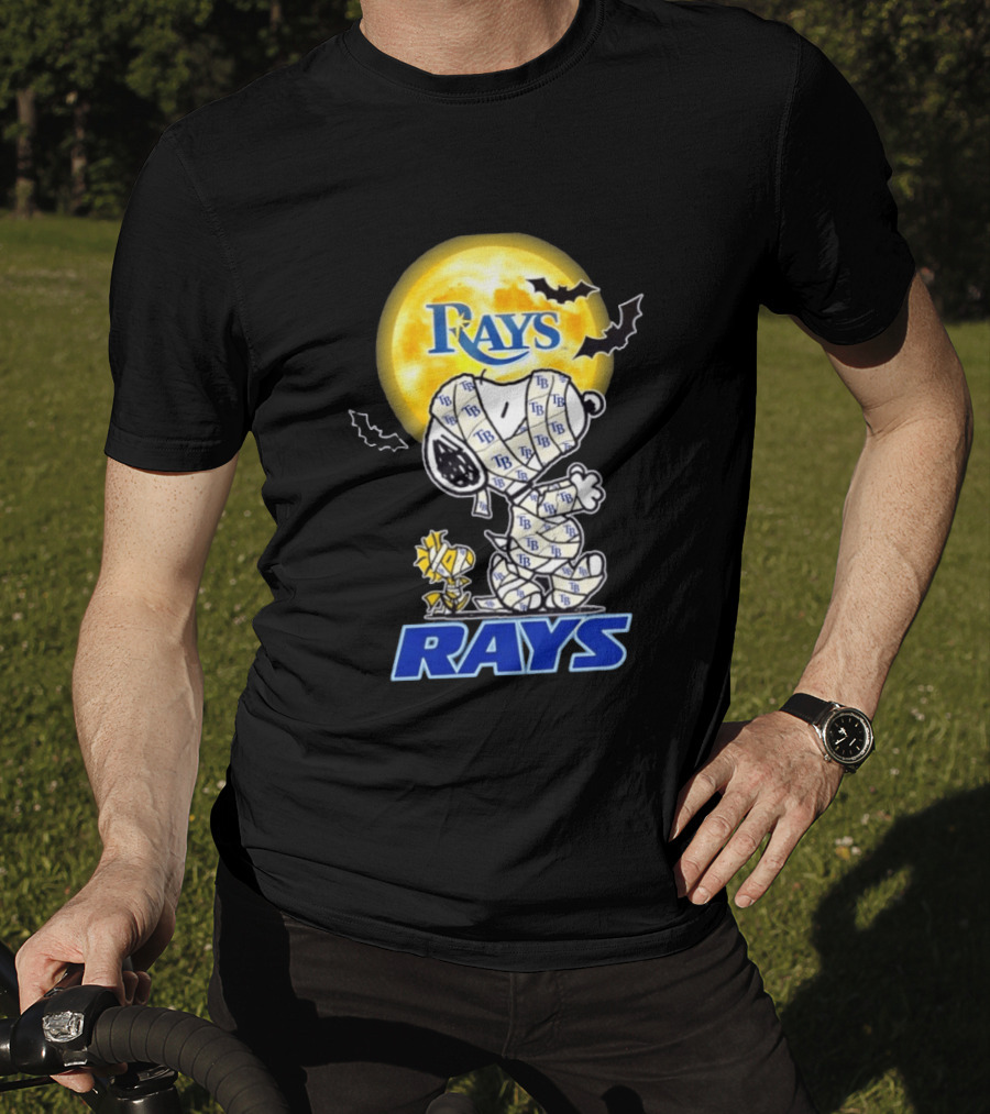 Tampa Bay Rays Snoopy Woodstock Halloween Mummy Moon Bats T-Shirt