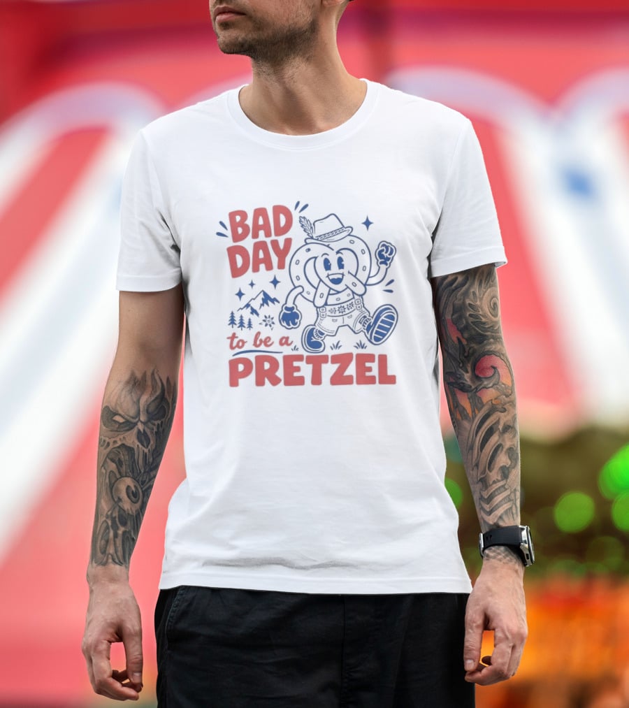 Bad Day To Be A Pretzel Cartoon Character Adventure T-Shirt