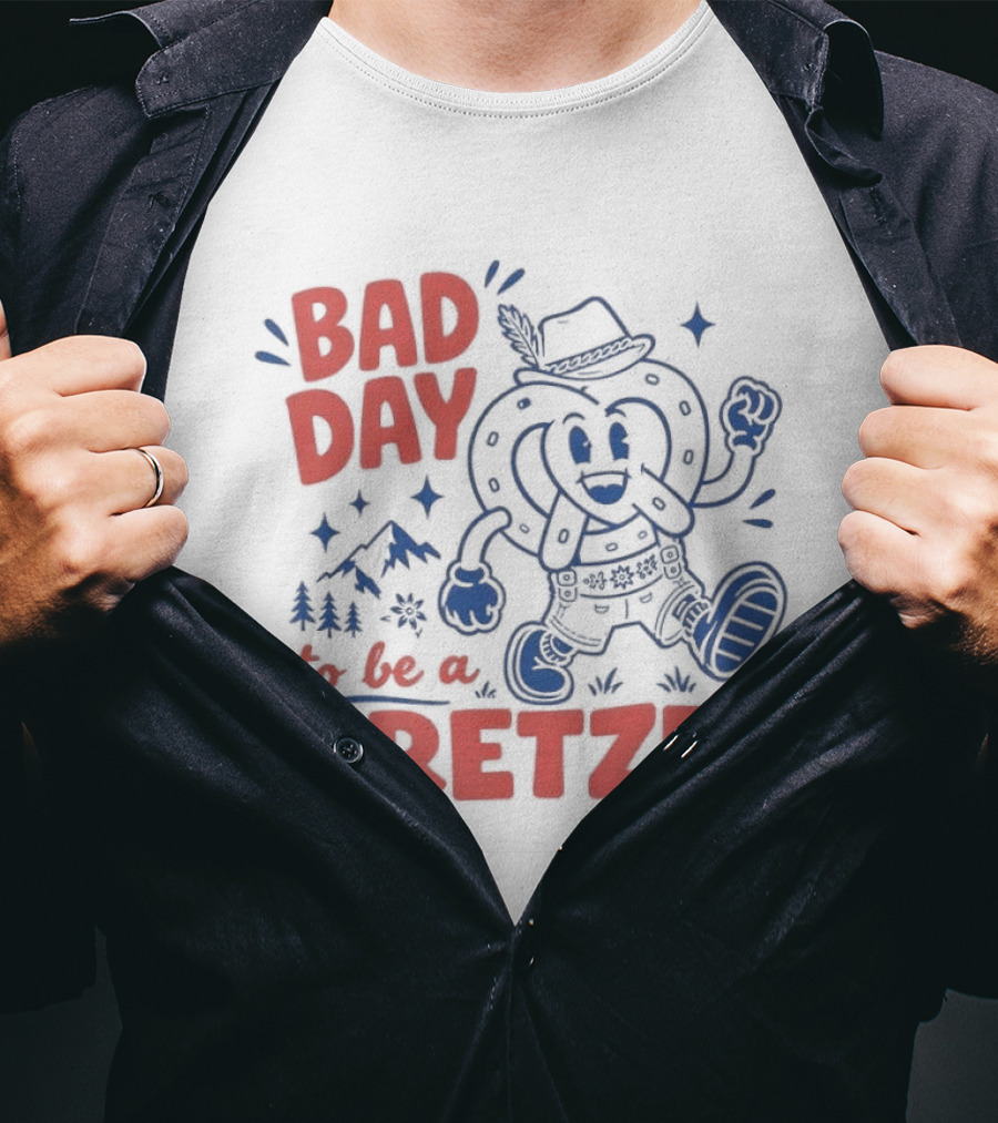 Bad Day To Be A Pretzel Cartoon Character Adventure T-Shirt
