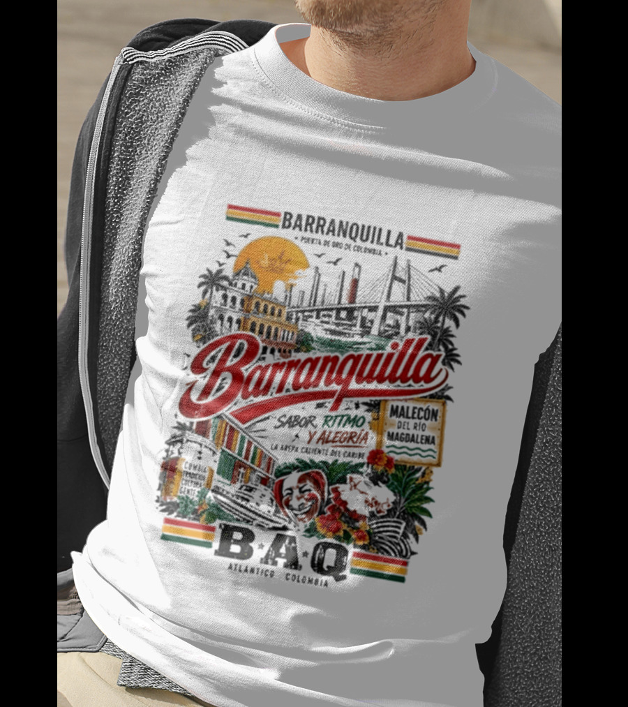 Barranquilla Colombia BAQ Sabor Ritmo Alegria Malecon Atlantico Explora T-Shirt