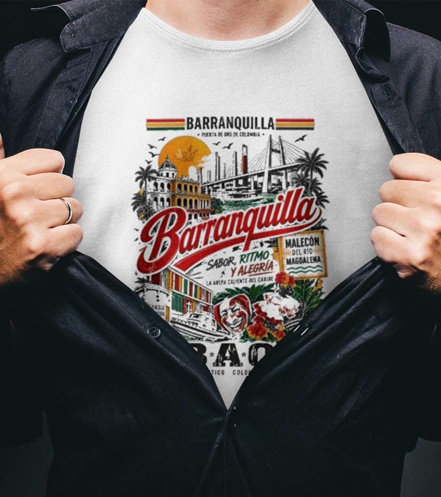 Barranquilla Colombia BAQ Sabor Ritmo Alegria Malecon Atlantico Explora T-Shirt