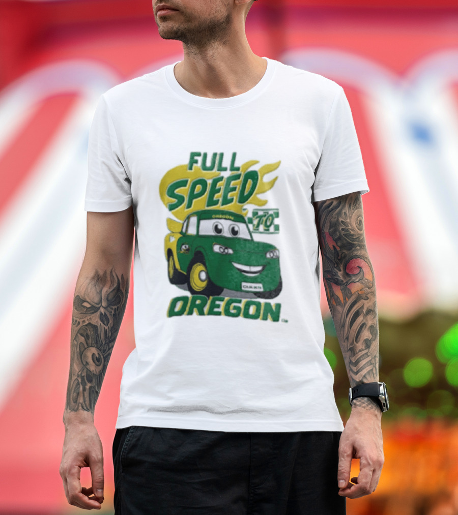 Full Speed Oregon Ducks Car Toon Sporting Team Spirit T-Shirt