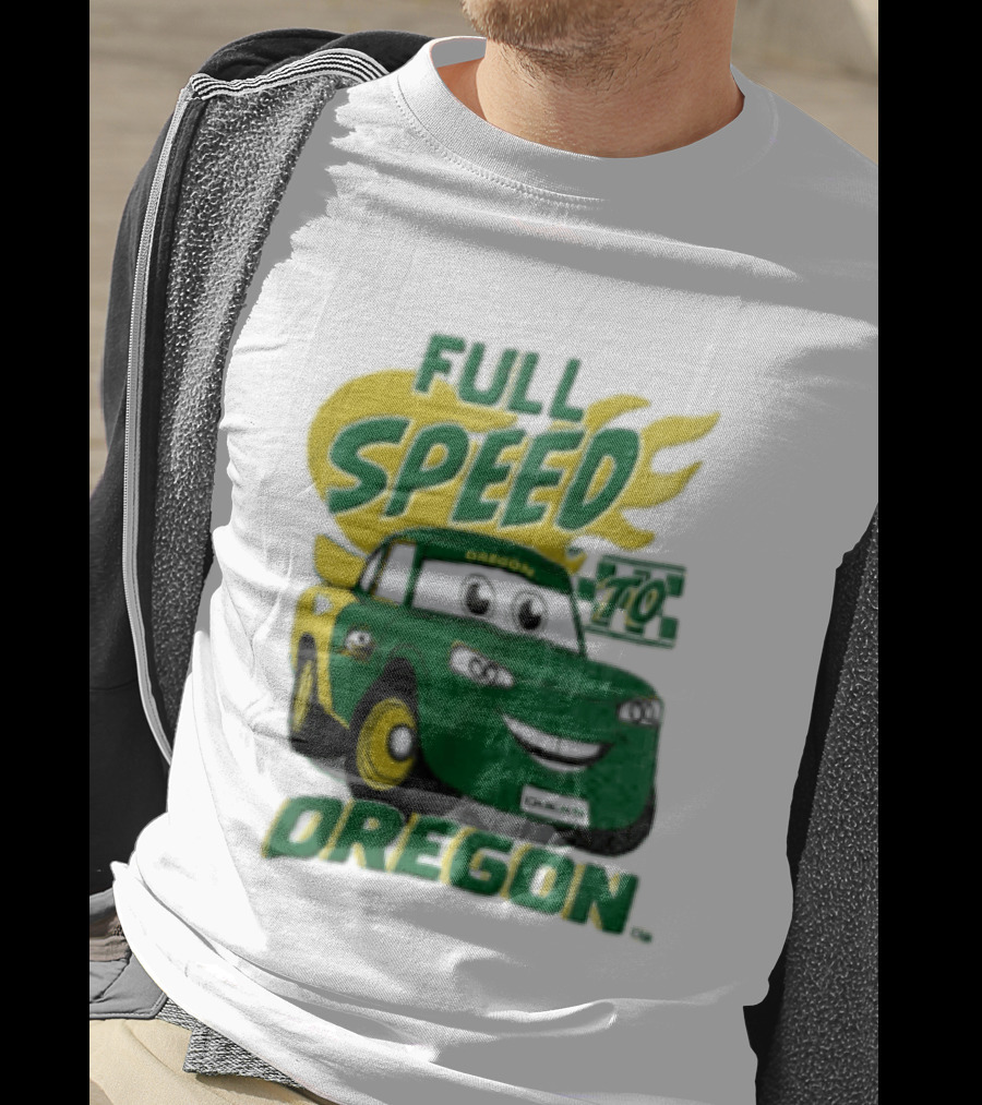 Full Speed Oregon Ducks Car Toon Sporting Team Spirit T-Shirt