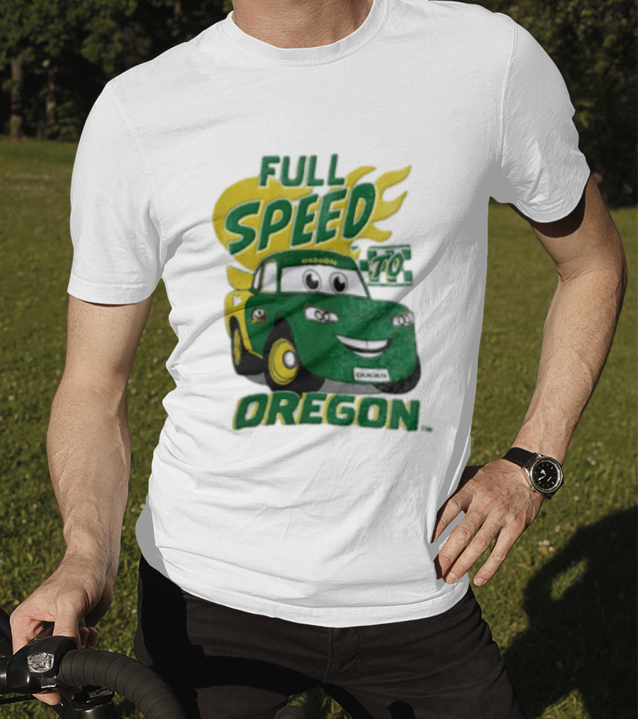Full Speed Oregon Ducks Car Toon Sporting Team Spirit T-Shirt