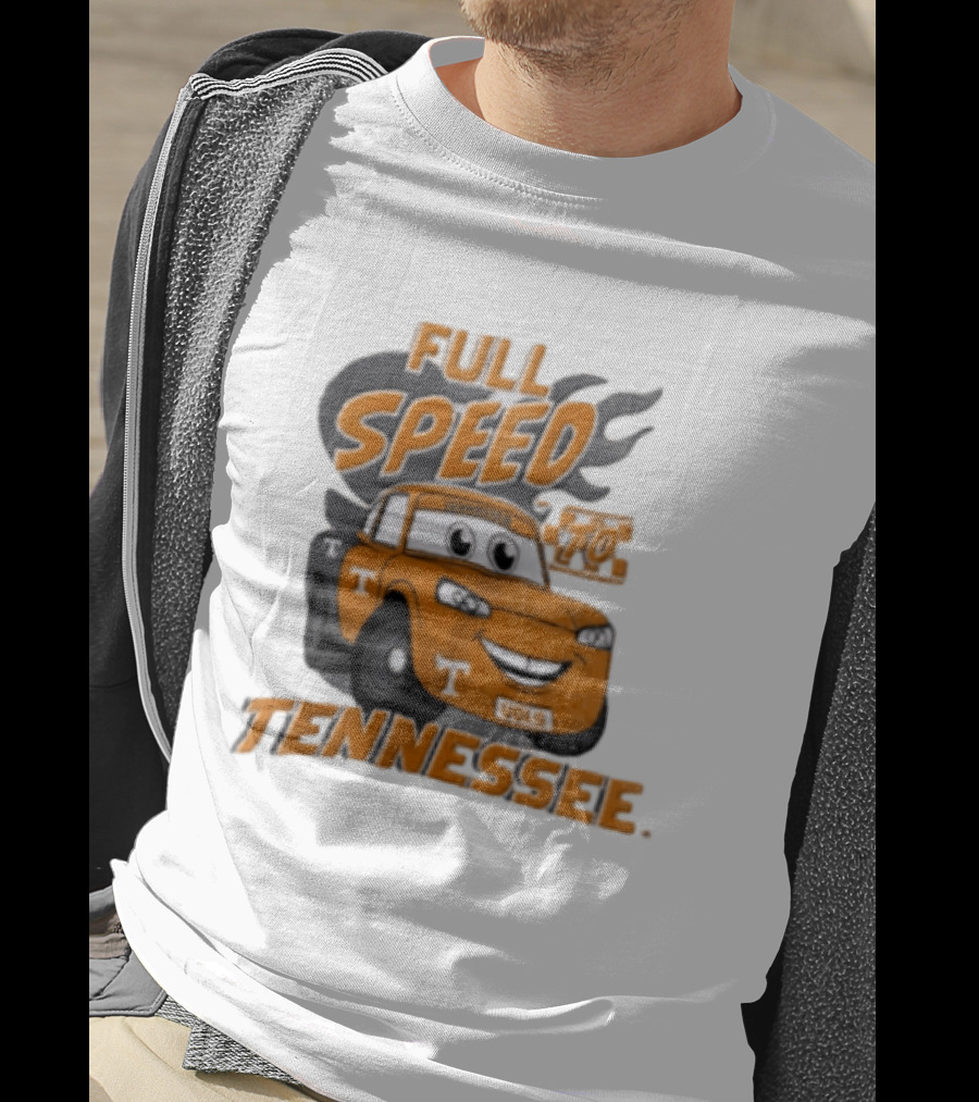Full Speed Tennessee Vols Truck Cartoon With Flames And Number Plate T-Shirt