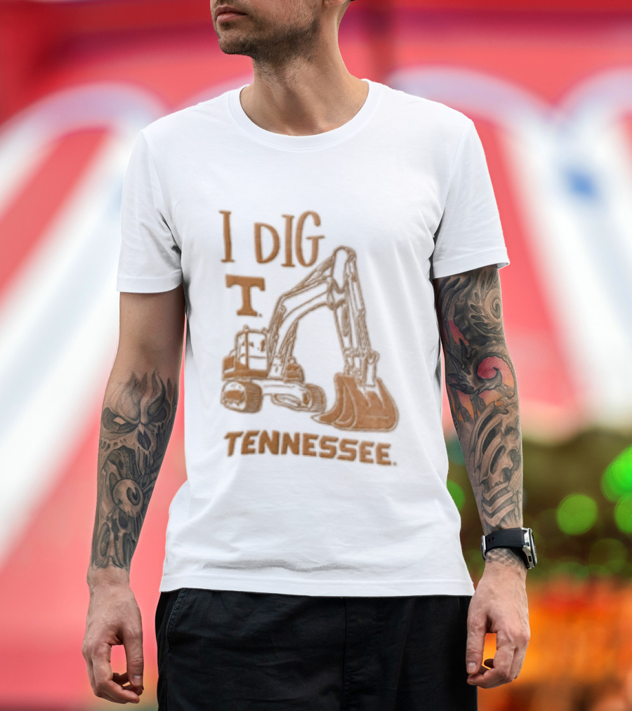 I Dig Tennessee Excavator Orange Text Construction Equipment T-Shirt