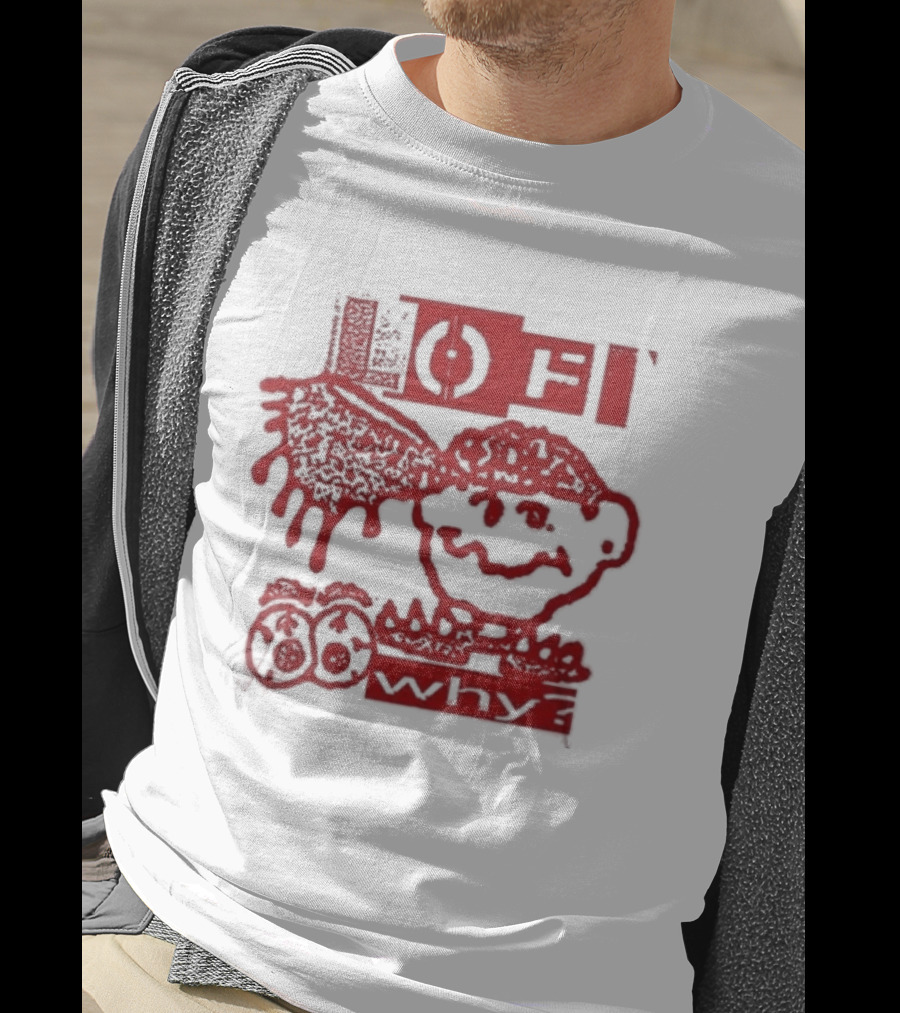 Lofi Why WDYM Pullover Hood Ash Smiley Face Dripping T-Shirt