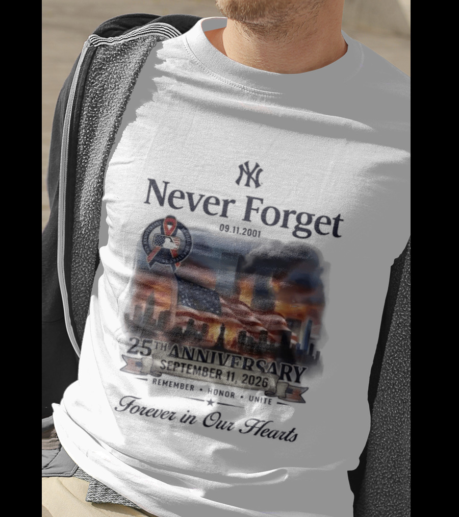 New York Yankees Never Forget 25th Anniversary September 11 2026 FDNY NYPD T-Shirt