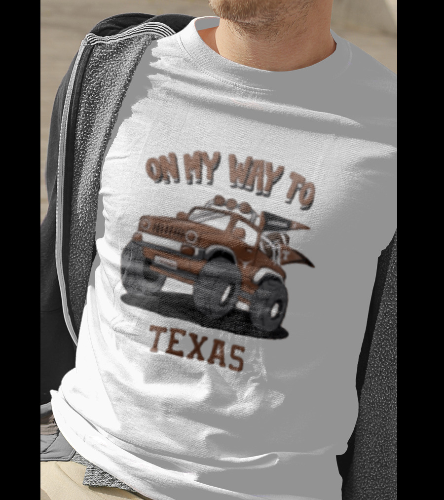 On My Way To Texas Monster Truck Longhorns T-Shirt