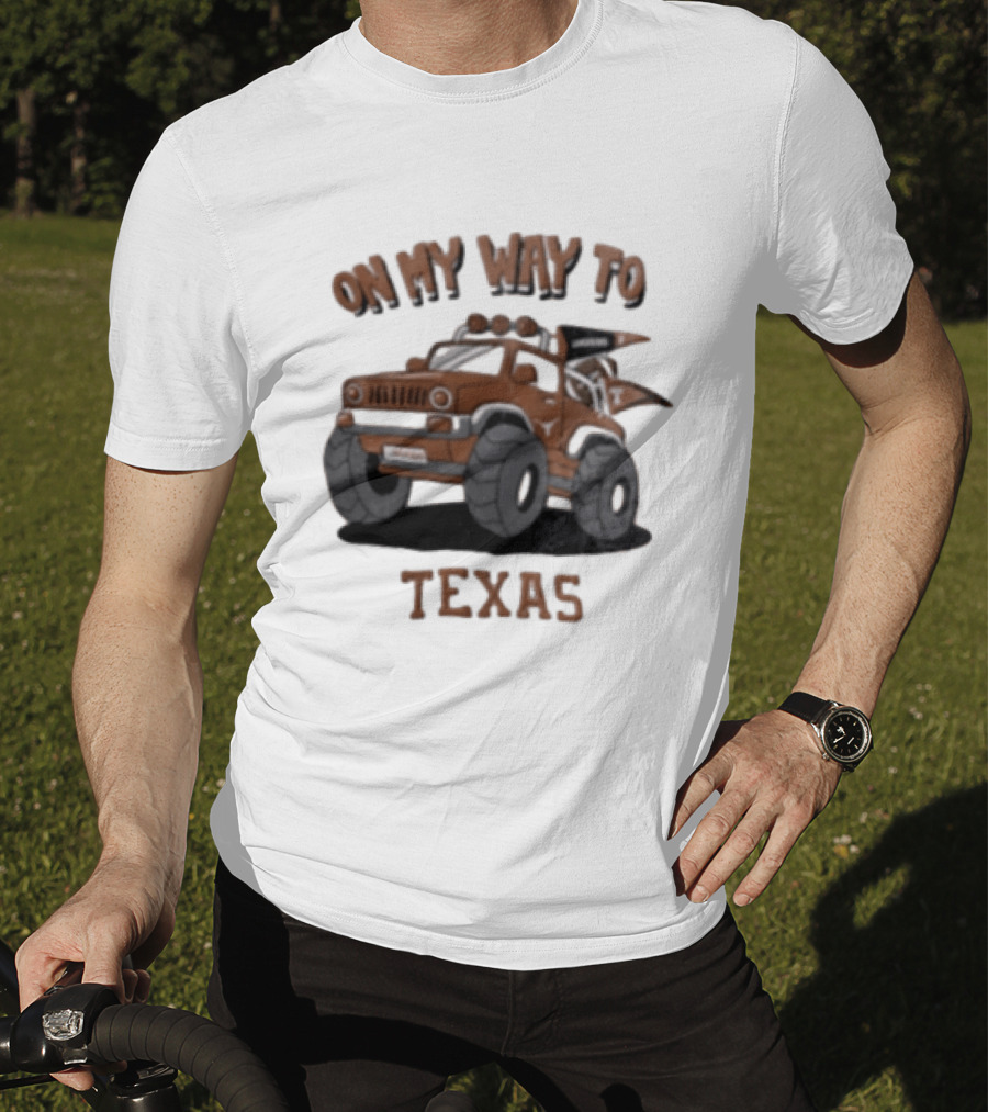 On My Way To Texas Monster Truck Longhorns T-Shirt