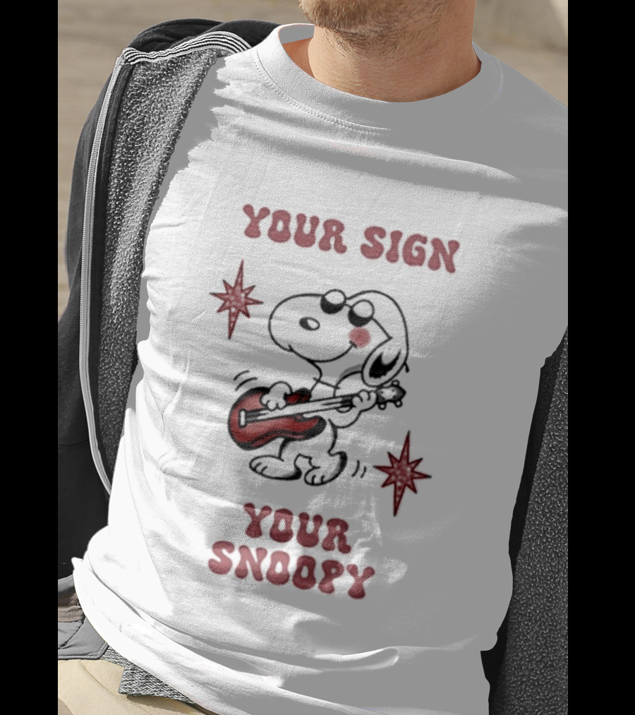 Your Sign Your Snoopy Guitar Iconic Peanuts Character Playing Music T-Shirt