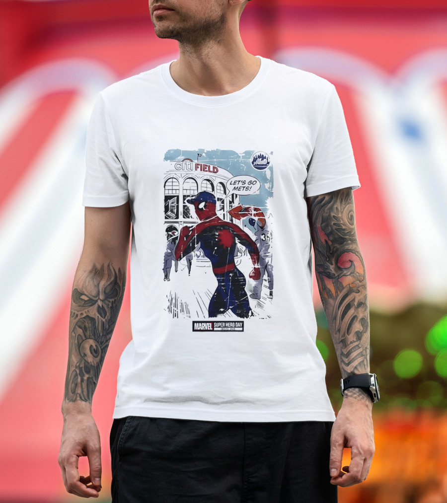 Marvel Spiderman Citi Field Let's Go Mets T-Shirt