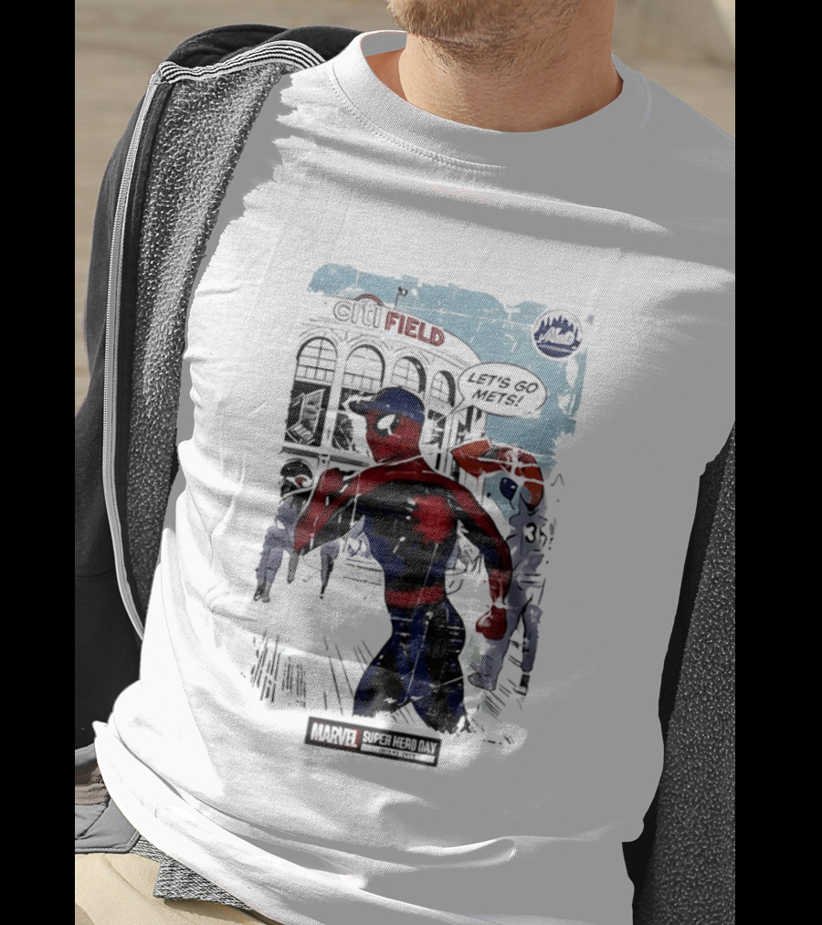 Marvel Spiderman Citi Field Let's Go Mets T-Shirt
