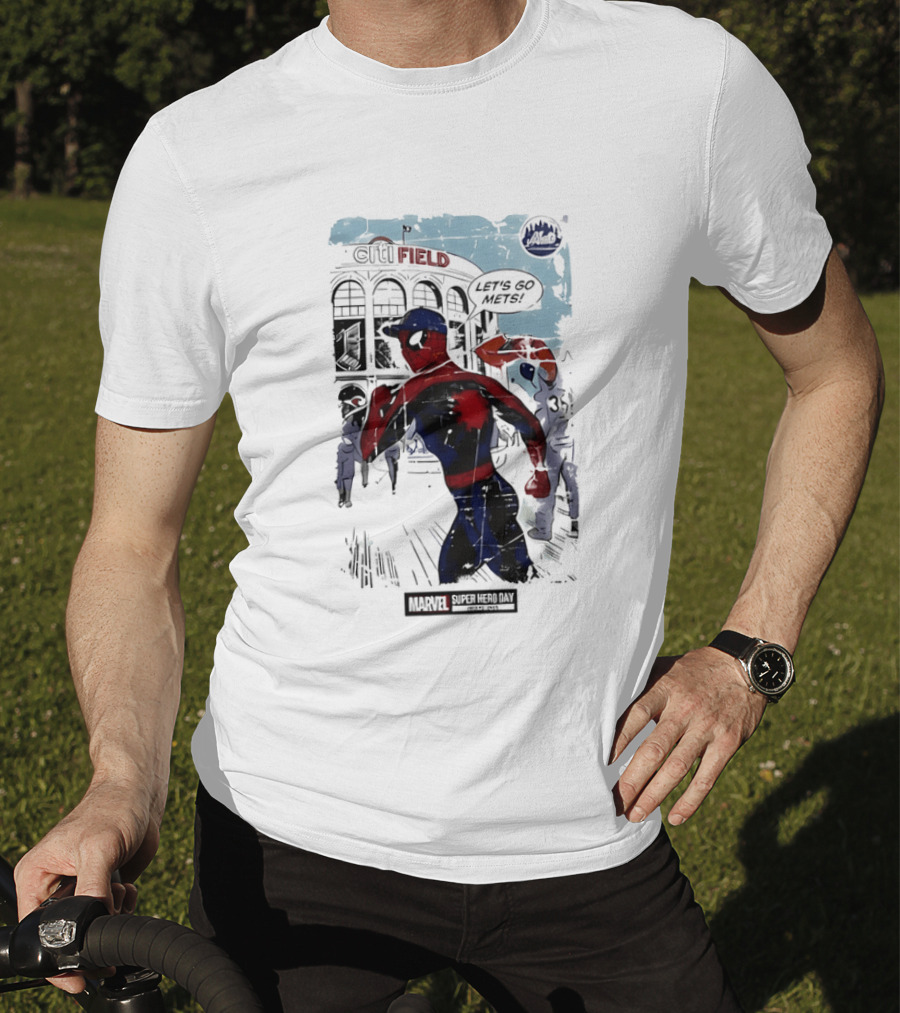 Marvel Spiderman Citi Field Let's Go Mets T-Shirt