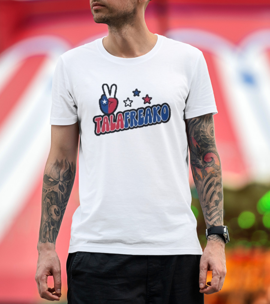 TALAFREAKO Chilean Flag Peace Sign Stars Patriotic T-Shirt