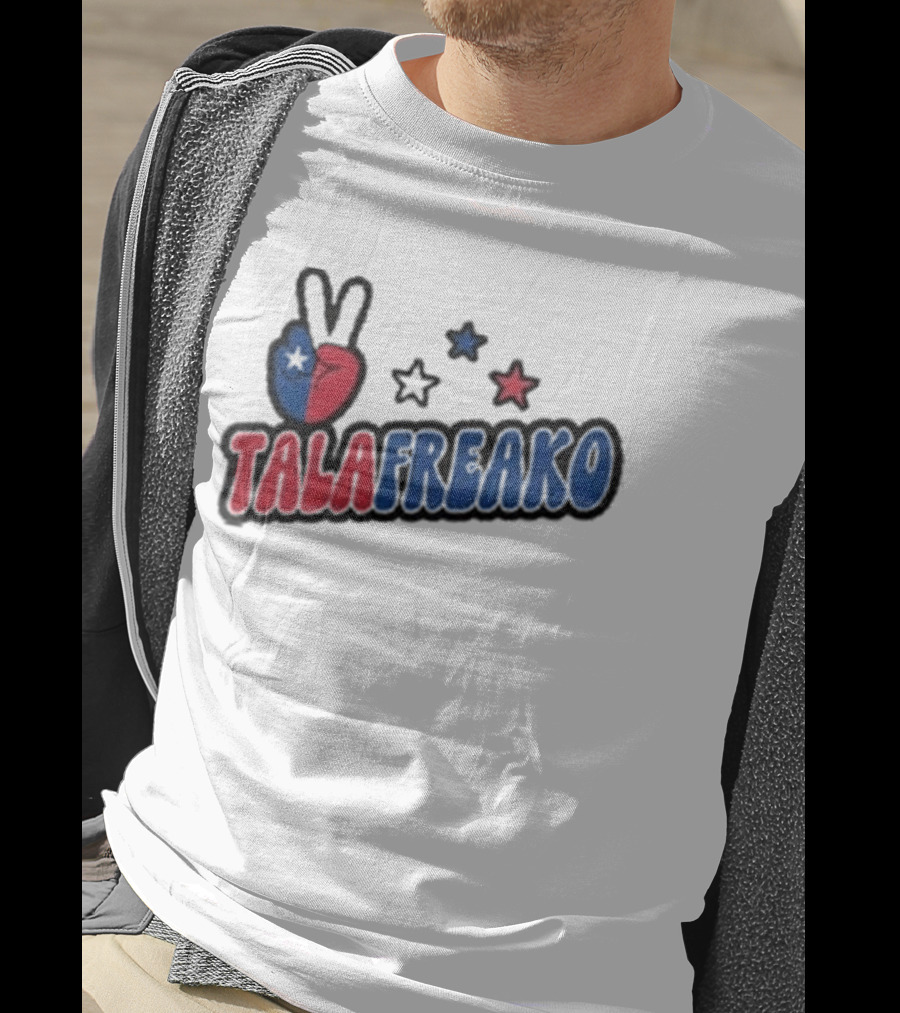 TALAFREAKO Chilean Flag Peace Sign Stars Patriotic T-Shirt