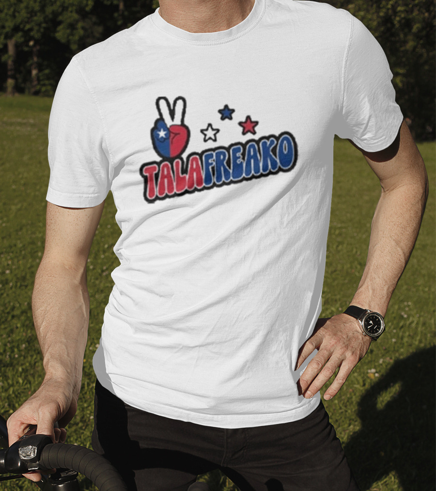 TALAFREAKO Chilean Flag Peace Sign Stars Patriotic T-Shirt