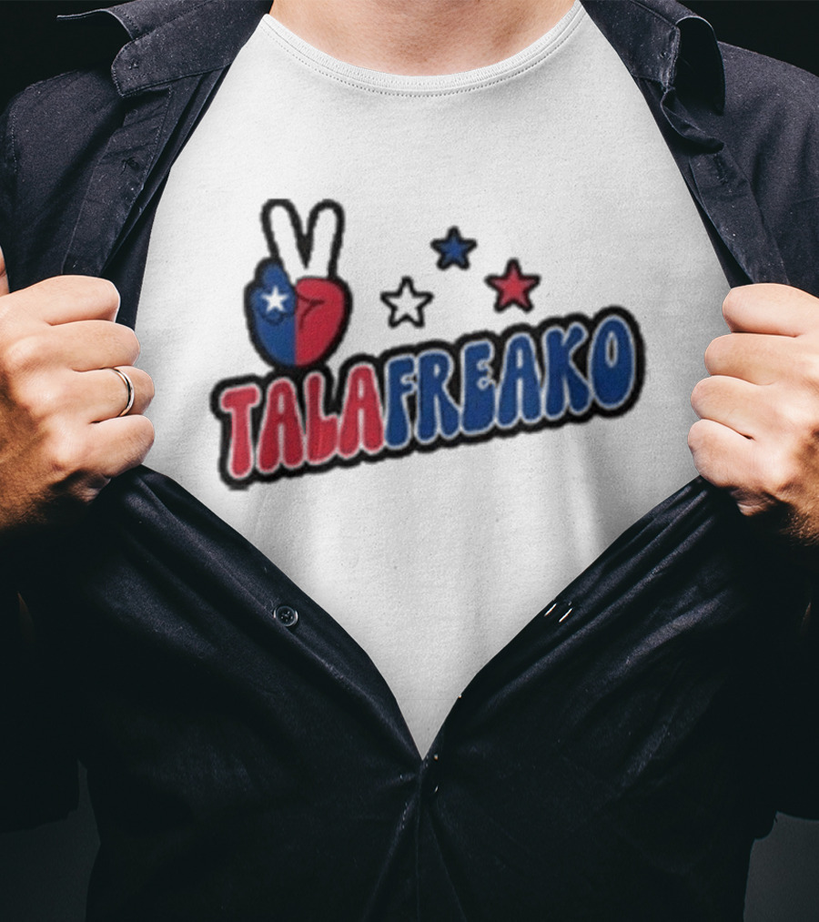 TALAFREAKO Chilean Flag Peace Sign Stars Patriotic T-Shirt