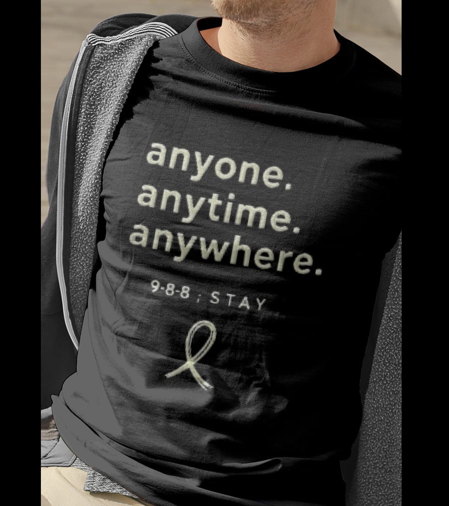 Anyone Anytime Anywhere 9 8 Stay Yellow Awareness Ribbon T-Shirt