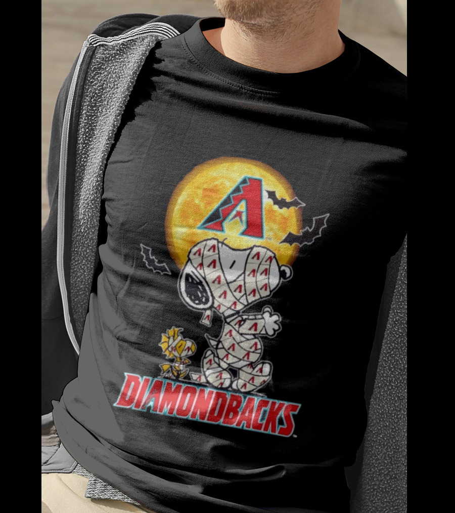 Arizona Diamondbacks Snoopy Woodstock Mummy Halloween Moon Bats T-Shirt
