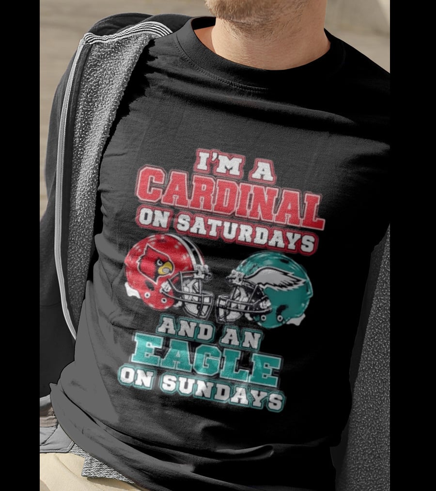 I'm A Cardinal On Saturdays And An Eagle On Sundays Football Helmets T-Shirt