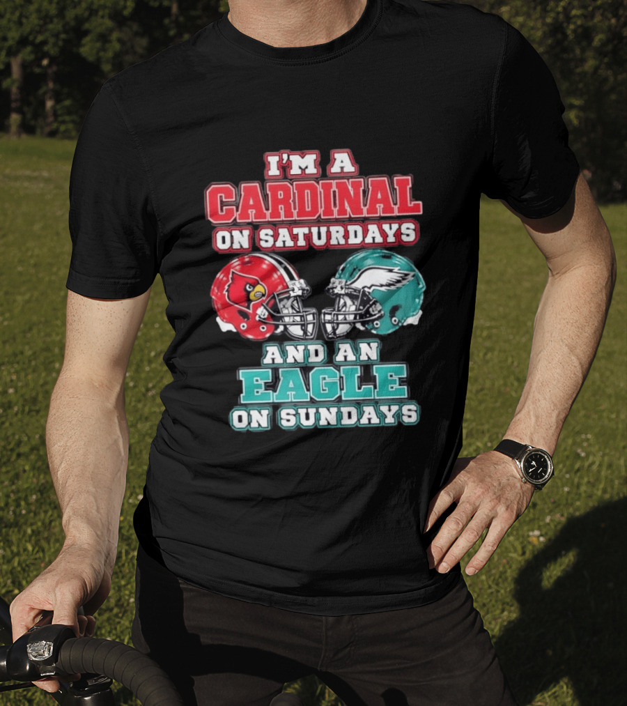I'm A Cardinal On Saturdays And An Eagle On Sundays Football Helmets T-Shirt