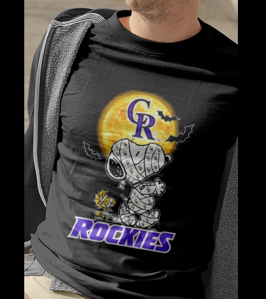 Colorado Rockies Snoopy Woodstock Mummy Halloween Cosplay Moon T-Shirt