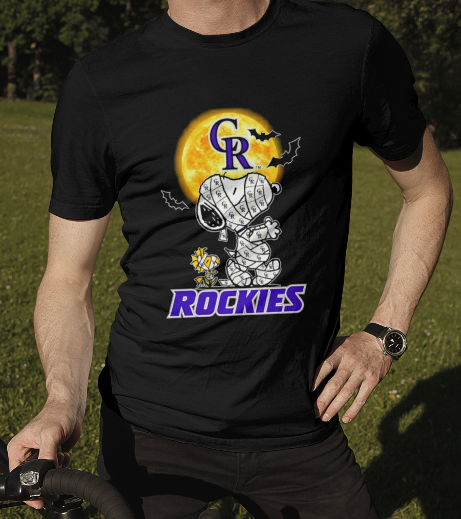 Colorado Rockies Snoopy Woodstock Mummy Halloween Cosplay Moon T-Shirt
