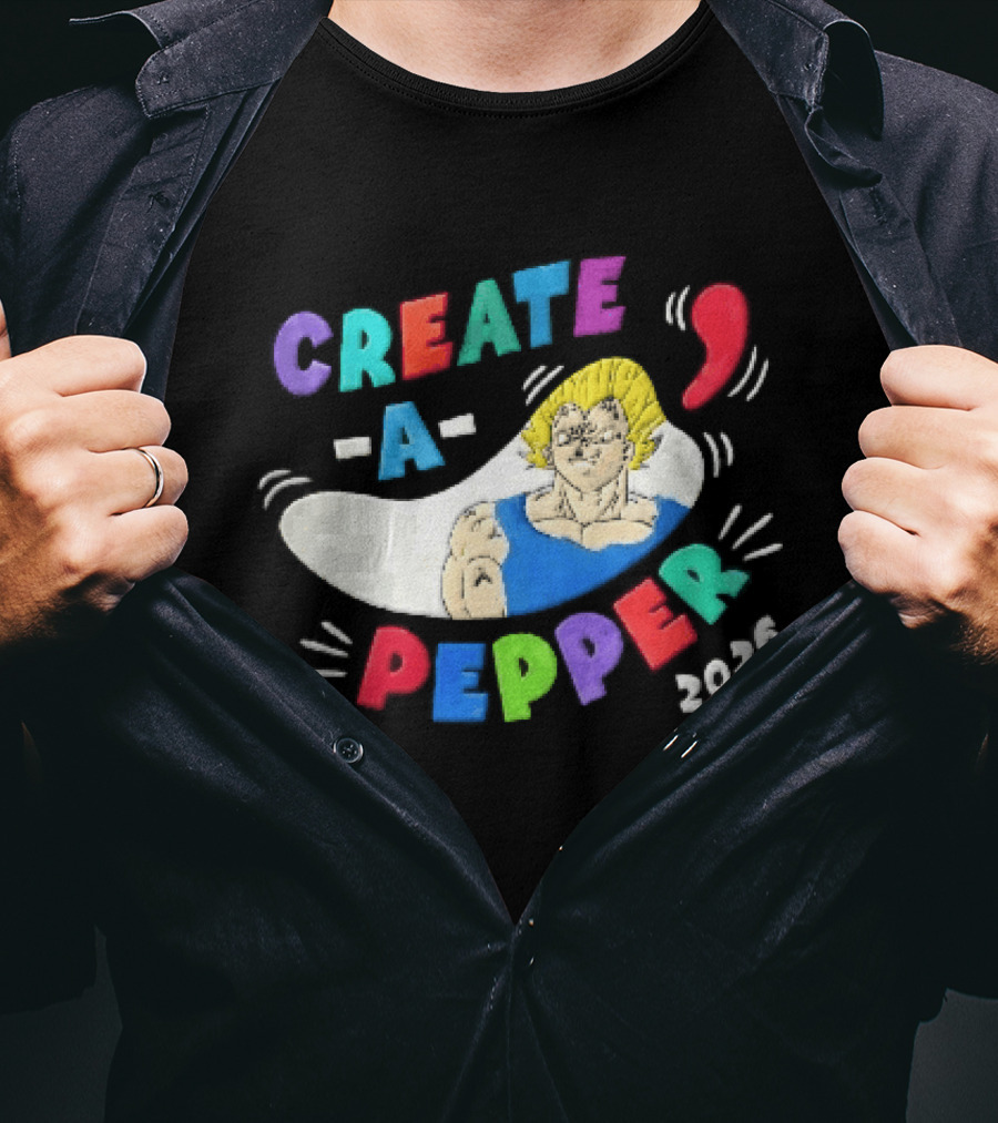Create A Pepper 2026 Cartoon Anime Majin Vegeta T-Shirt