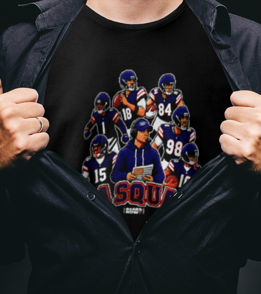 Da Squad Bears Now Team Players Huddle Formation T-Shirt