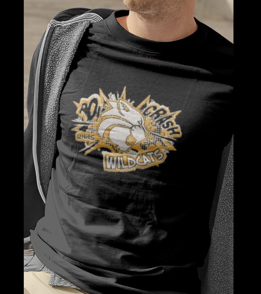 RHHS Wildcats Pow Crash Comic Burst Halftone Head T-Shirt