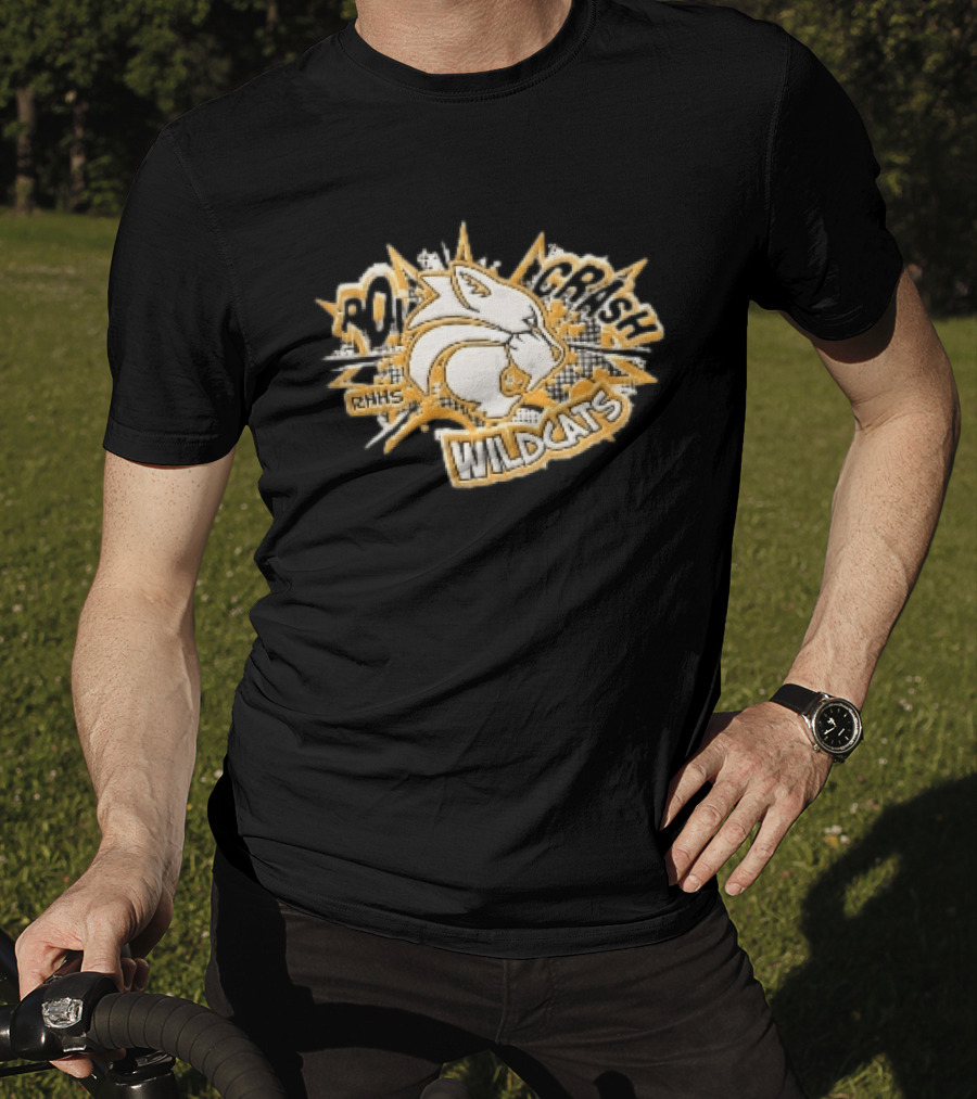 RHHS Wildcats Pow Crash Comic Burst Halftone Head T-Shirt