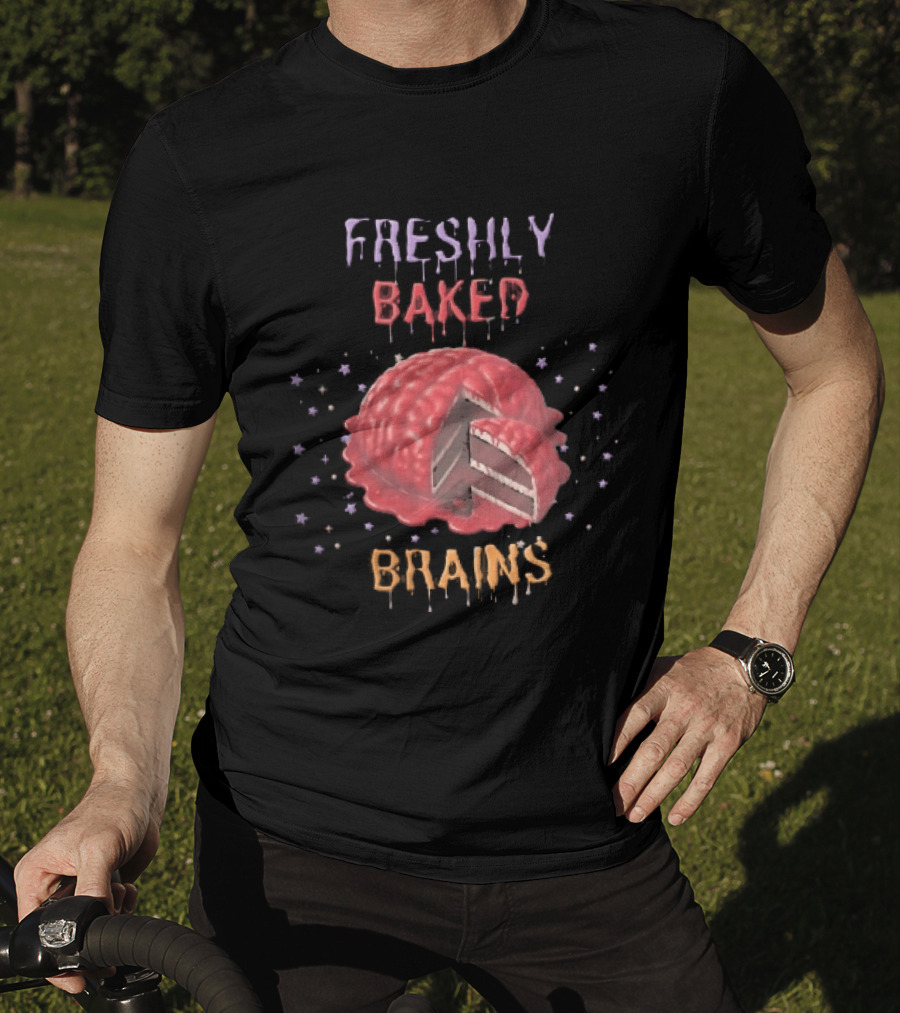 Freshly Baked Brains Red Layered Cake Slice With Stars T-Shirt